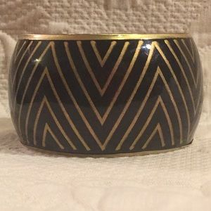 Brass Black Gold Design Large Bangle